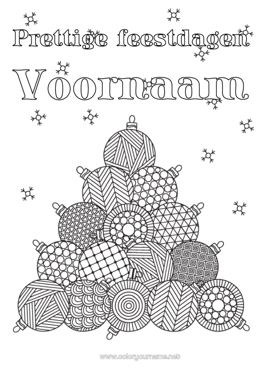 Kleurplaat om af te drukken Kerstmis Kerstbal Kerstversiering Complex Kleurplaten Zentangle