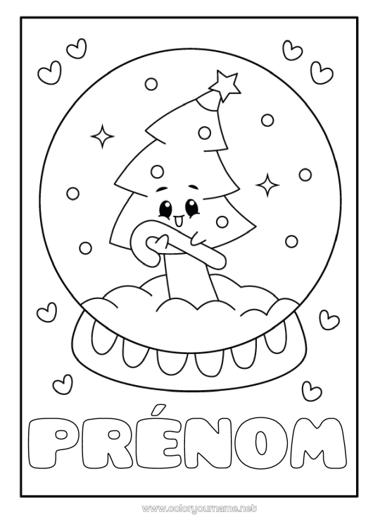 Coloriage à imprimer Coeur Sapin de Noël Kawaii Sucre d'orge Coloriages faciles Sapin