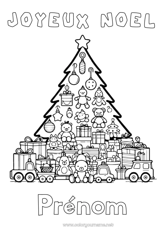 Coloriage à imprimer Sapin de Noël Jouets Jeux et jouets Peluche