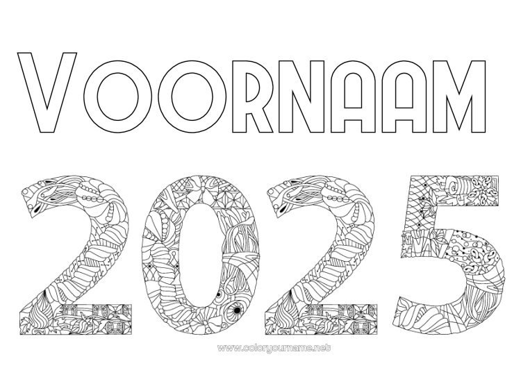 Kleurplaat om af te drukken Zentangle 2025