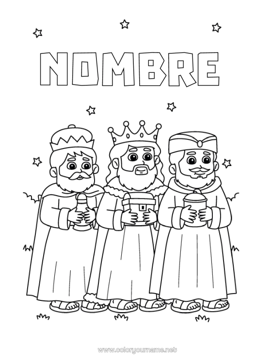 Dibujo para colorear para imprimir Epifanía Reyes Magos