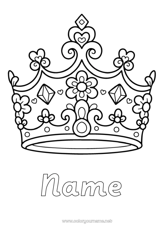 Coloring page to print Princess Crown Jewel