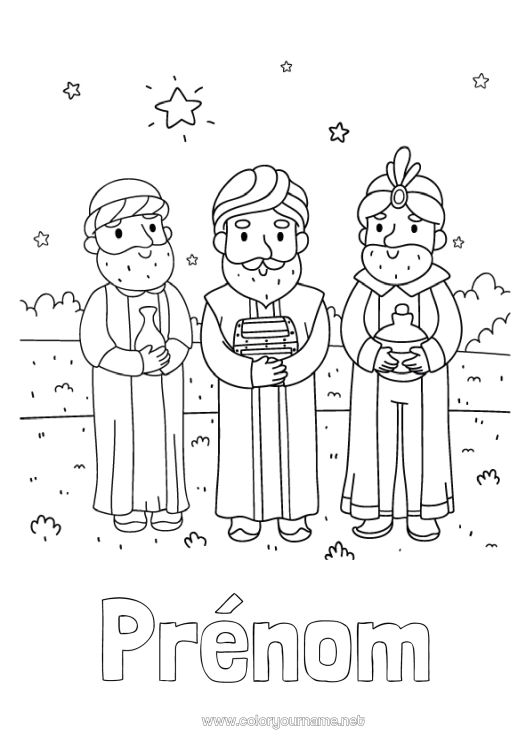 Coloriage à imprimer Épiphanie Rois mages