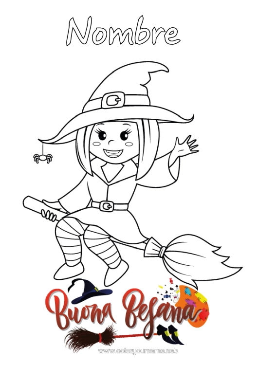 Dibujo para colorear para imprimir Bruja Epifanía Befana