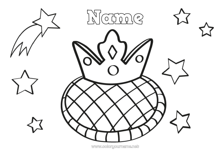 Coloring page to print Crown Epiphany Stars Easy coloring pages King cake