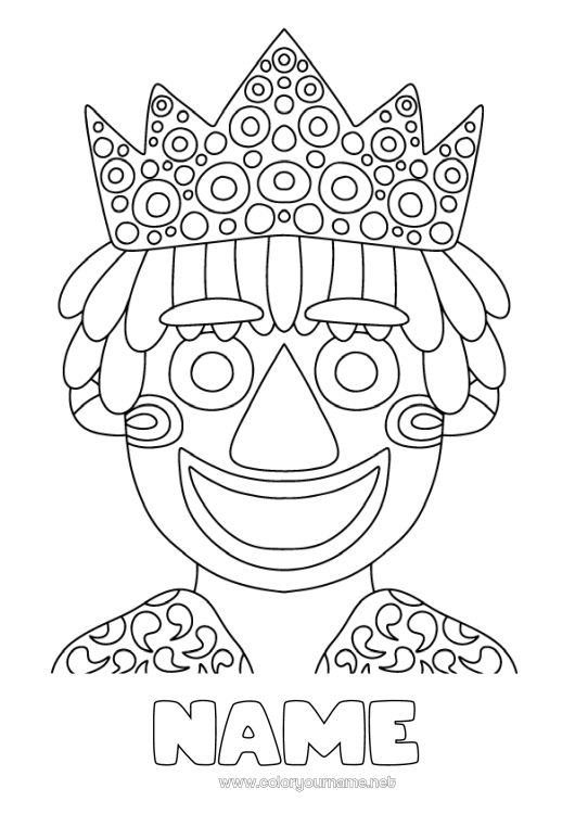 Coloring page to print Crown Epiphany Carnival Shrove Tuesday King King cake