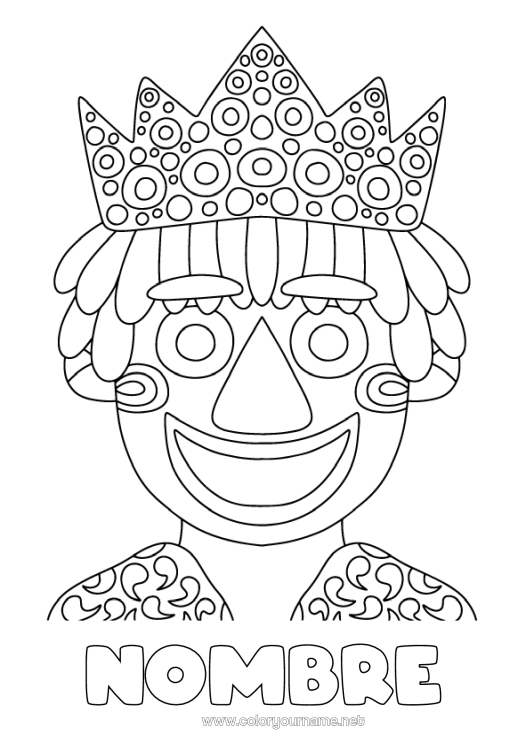 Dibujo para colorear para imprimir Corona Epifanía Carnaval Martes de Carnaval Rey Torta de los reyes