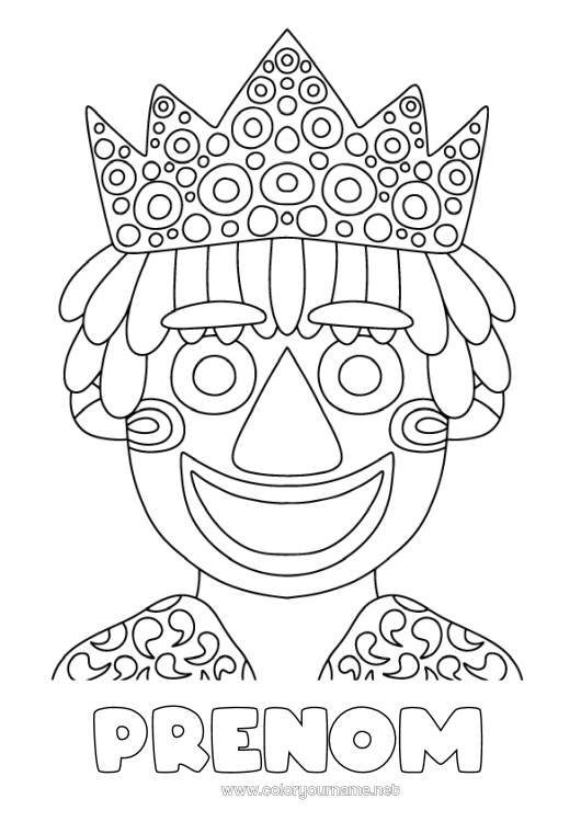 Coloriage à imprimer Couronne Épiphanie Carnaval Mardi gras Roi Galette des rois