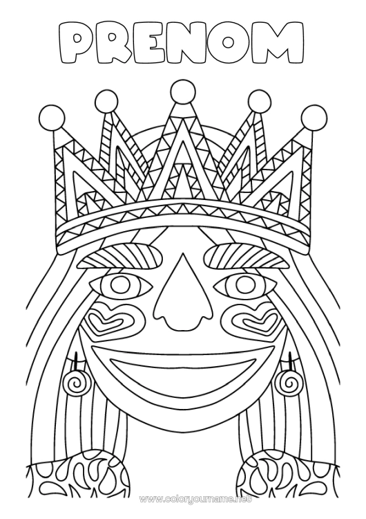 Coloriage à imprimer Couronne Épiphanie Carnaval Reine