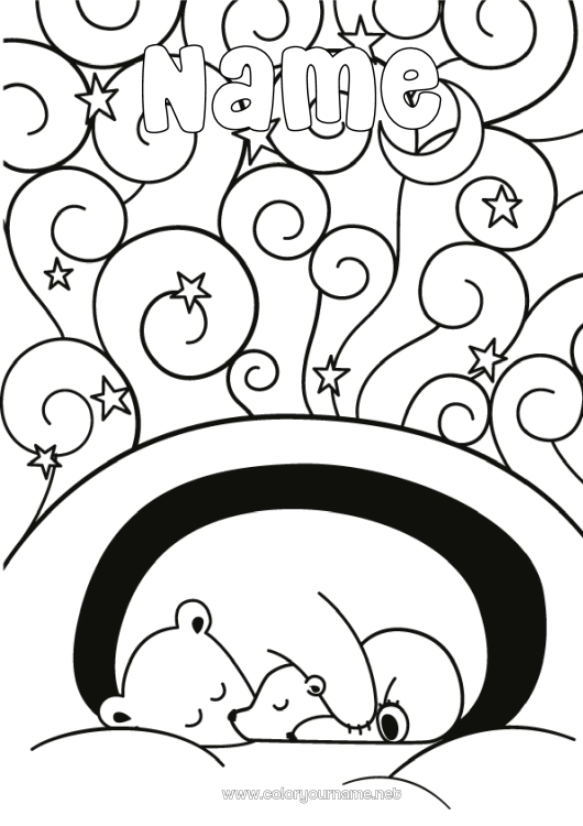 Coloring page to print Bear Winter Animal Teddy Bear Forest animals Burrows