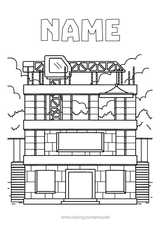 Coloring page to print Construction machinery Construction Jobs Construction Building Crane