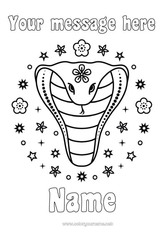 Coloring page to print Happy new year Chinese New Year Snake Reptiles 2025