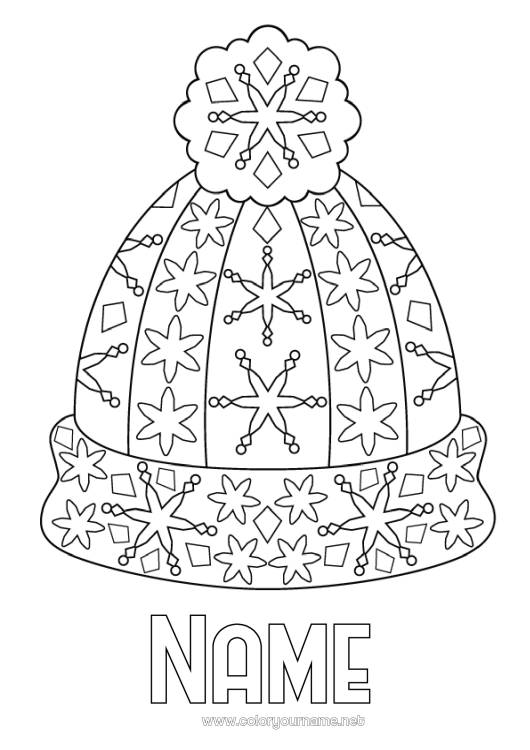 Coloring page to print Geometric shapes Winter Hat