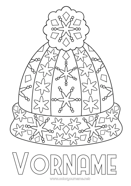 Malvorlage zum Ausdrucken Geometrische Formen Wintermütze