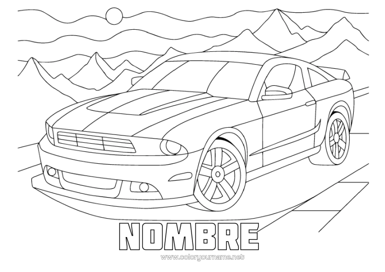 Dibujo para colorear para imprimir Vehículos Coches Dibujos complejos para colorear Automóviles, furgonetas y autocaravanas Montaña