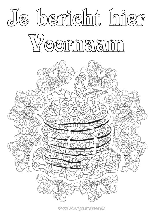 Kleurplaat om af te drukken Candlemas Pannenkoeken Zentangle