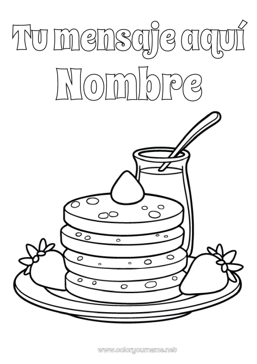 Dibujo para colorear para imprimir Fiesta de la Candelaria Tortitas Frutas Fresa