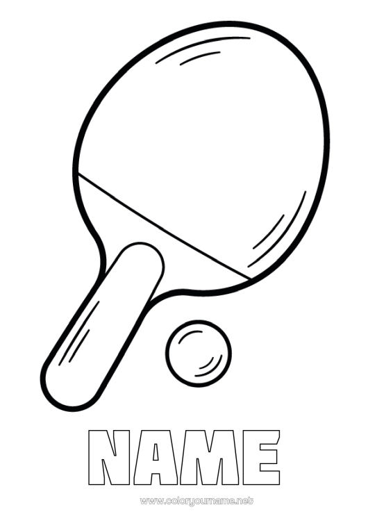 Coloring page to print Sport Racket sports Ping pong Racket