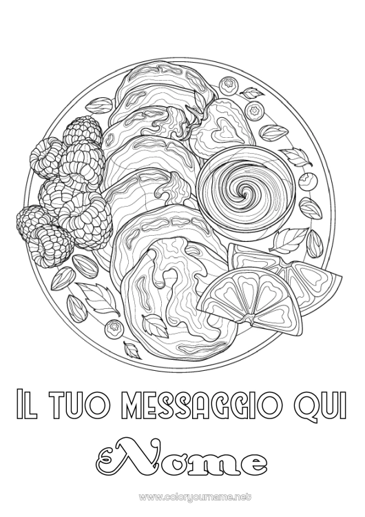 Pagina da colorare da stampare Candelora Crepes Frutta Colorazioni complesse Zentangle Arancia