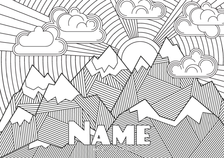 Coloring page to print Zentangle Mountain