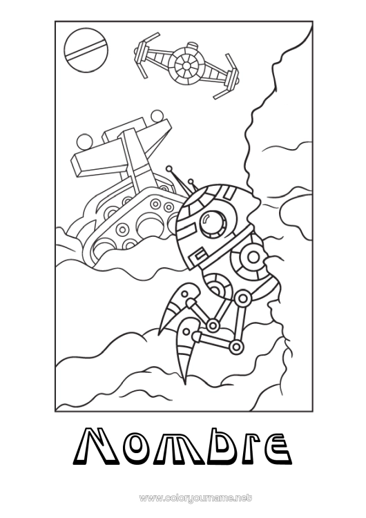 Dibujo para colorear para imprimir Robot Espacio Dibujo animado