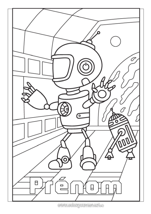 Coloriage à imprimer Robot Espace