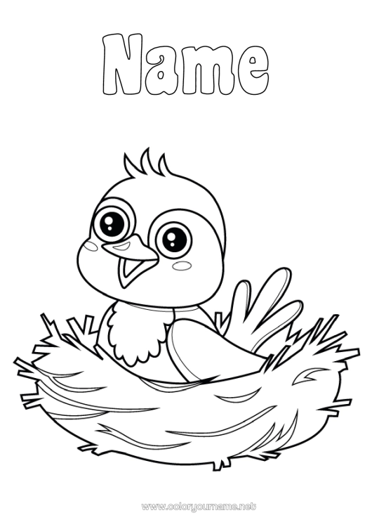 Coloring page to print Bird Animal Flying birds and mammals Bird's Nest