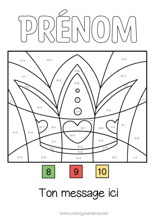 Coloriage à imprimer Coloriages magiques Couronne Épiphanie Soustractions Additions Galette des rois