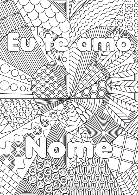 Página de desenho para imprimir Coração Eu te amo Irmã Amigo, Amiga Babá Colorações Complexas Zentangle