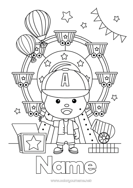 Coloring page to print Amusement park Ferris Wheel