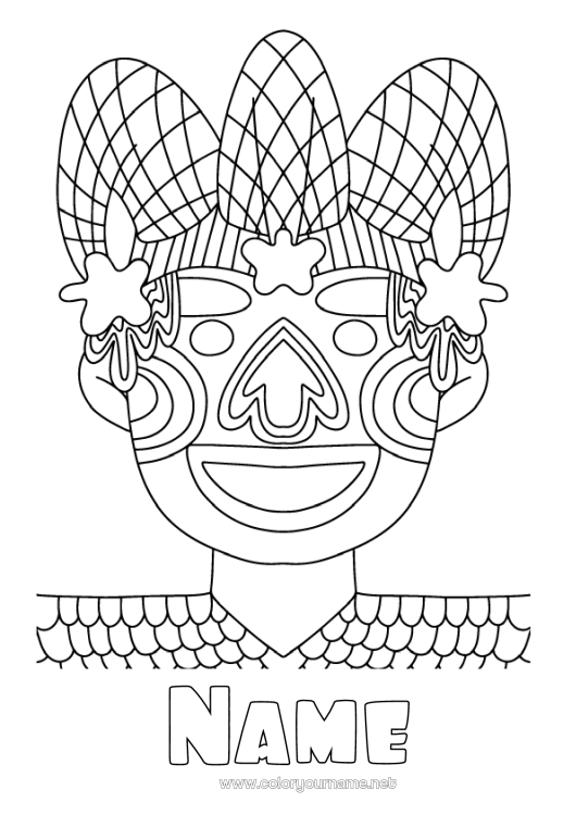 Coloring page to print Fancy dress Carnival Shrove Tuesday Harlequin