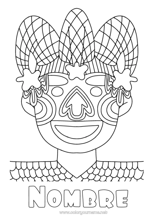 Dibujo para colorear para imprimir Disfraz Carnaval Martes de Carnaval Arlequín