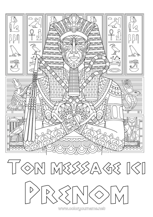 Coloriage à imprimer Égypte Zentangle Pharaon Histoire