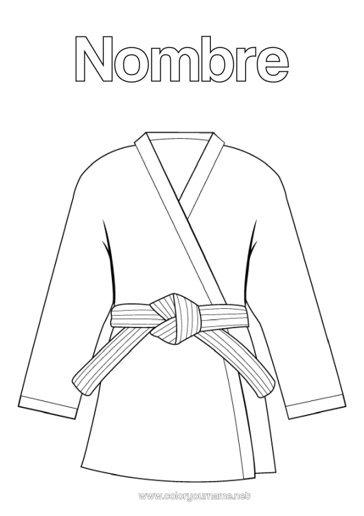 Dibujo para colorear para imprimir Sport Kimono Deportes de combate Karate Judo