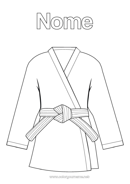 Pagina da colorare da stampare Sport Kimono Sport di combattimento Karate Judo