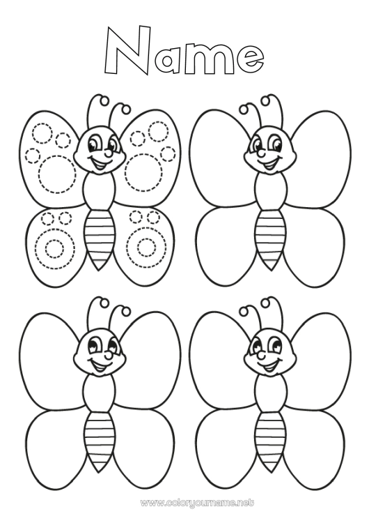 Coloring page to print Butterfly Children's activities Animal Easy coloring pages Insects