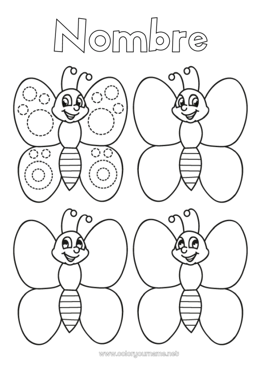 Dibujo para colorear para imprimir Mariposa Actividades para niños Animales Dibujos fáciles para colorear Insectos