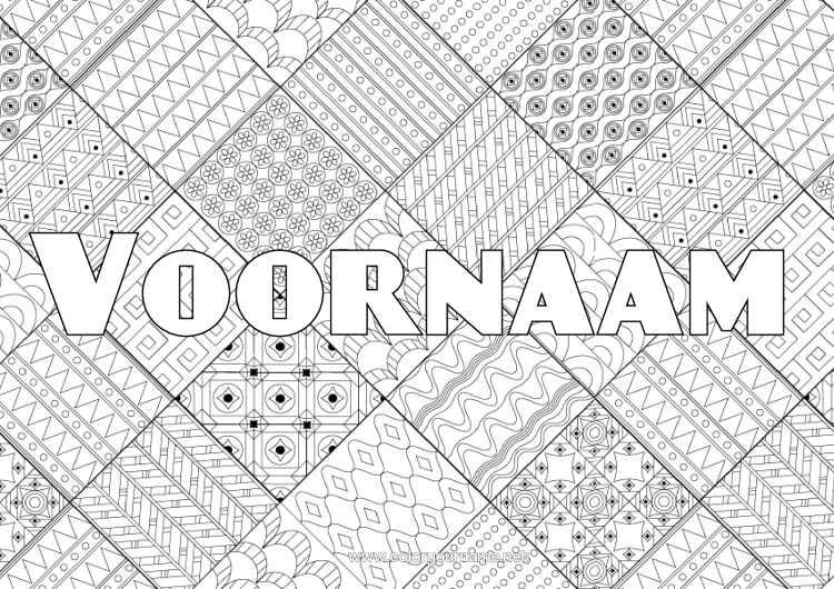 Kleurplaat om af te drukken Gedecoreerde naam Complex Kleurplaten Zentangle Mozaïeken Portugal Decoratieve achtergrond