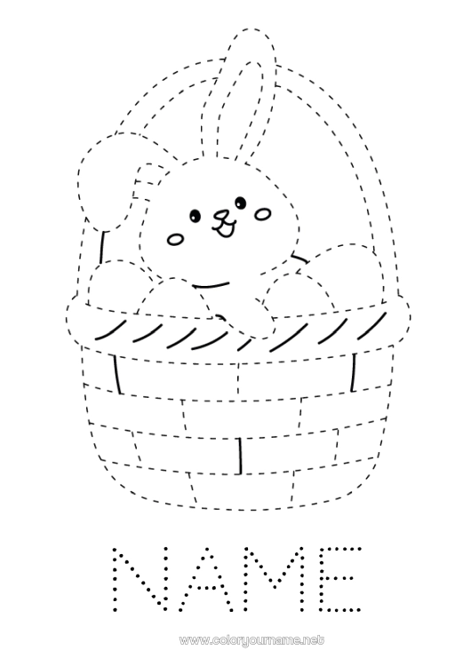 Coloring page to print Bunny Children's activities Easter eggs Easter Basket Easy coloring pages Trace and color Forest animals