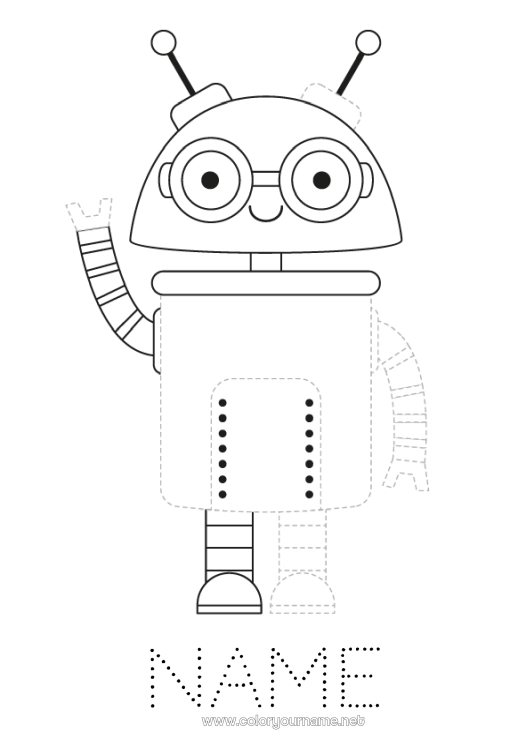 Coloring page to print Robot Children's activities Easy coloring pages Trace and color