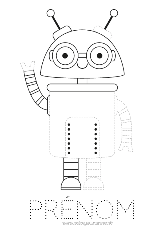 Coloriage à imprimer Robot Activités enfants Coloriages faciles Trace et colorie