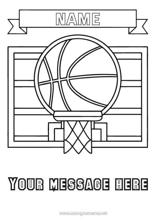 Coloring page to print Sport Balloons Basketball Team sports