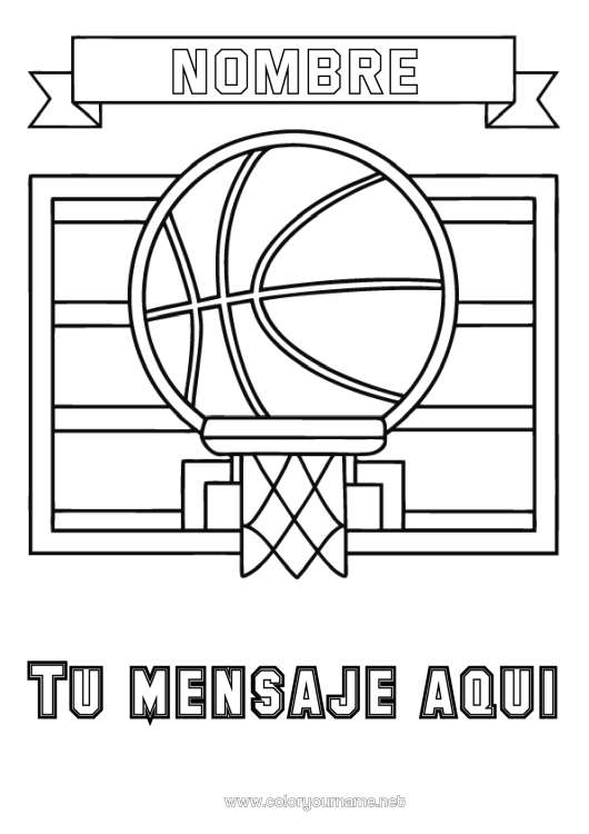 Dibujo para colorear para imprimir Sport Globos Baloncesto Deportes en equipo