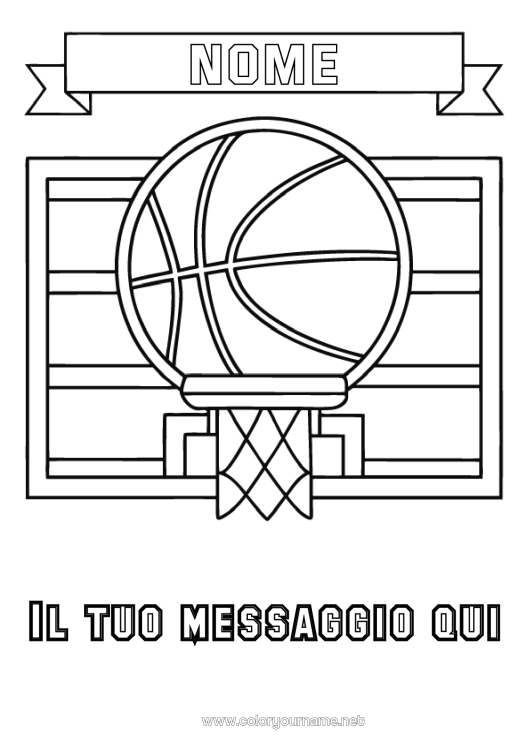 Pagina da colorare da stampare Sport Palloncini Basket Sport di squadra