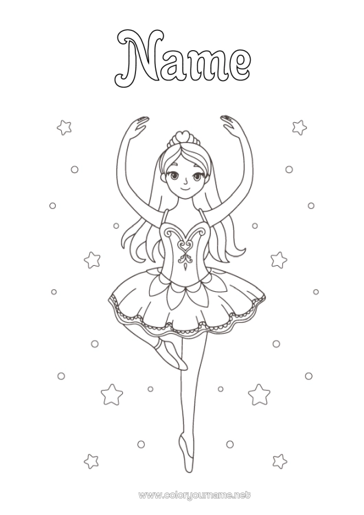 Coloring page to print Sport Dance Girl Artistic sports