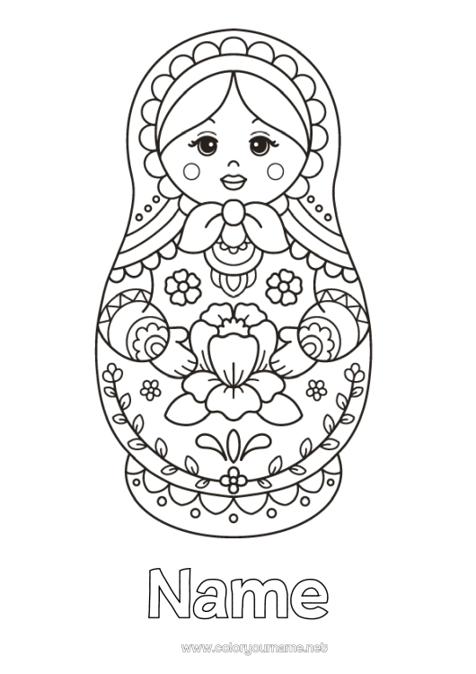 Coloring page to print Symbols Games and toys Russia Doll