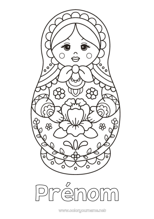 Coloriage à imprimer Symboles Jeux et jouets Russie Poupée