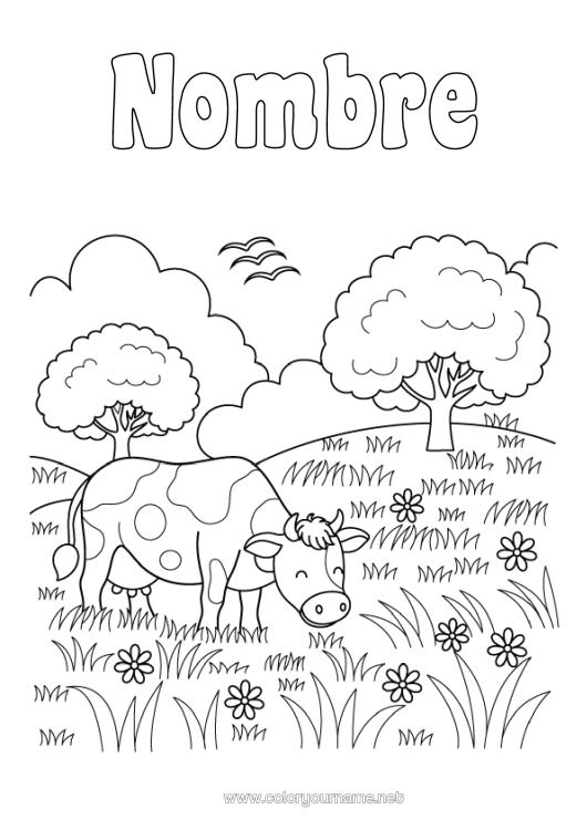 Dibujo para colorear para imprimir Animales Vaca Animales de granja