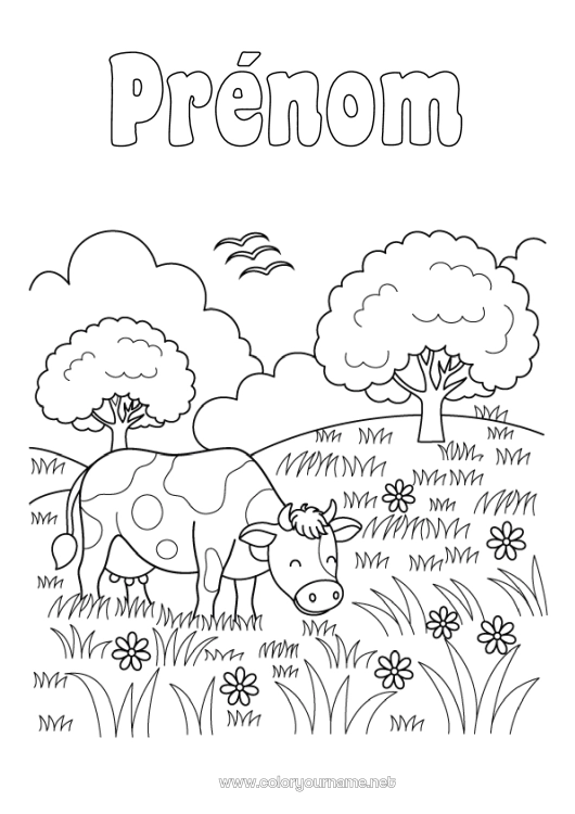 Coloriage à imprimer Animal Vache Animaux de la ferme