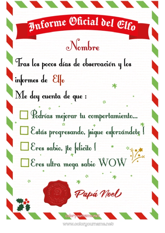 Dibujo para colorear para imprimir Papá Noel Cartas de elfos bromistas